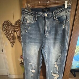 Women's Distressed Light Blue Boyfriend Jeans